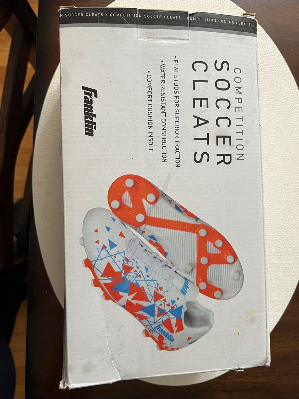 Franklin Kids' White Soccer Cleats with Orange & Blue Accents